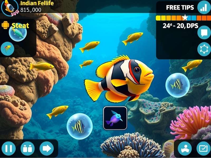 Indian Sea Life Discovery gameplay screenshot showing coral reef exploration